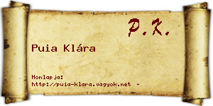 Puia Klára névjegykártya